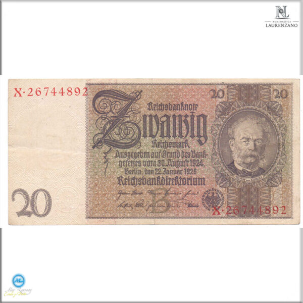 Alemania 20 Reichsmark 1929 #181a Warner Von Siemens