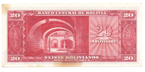 BOLIVIA 20 PESOS BOLIVIANOS - 2 BOLIVARES #140a (2024070379) - Imagen 3