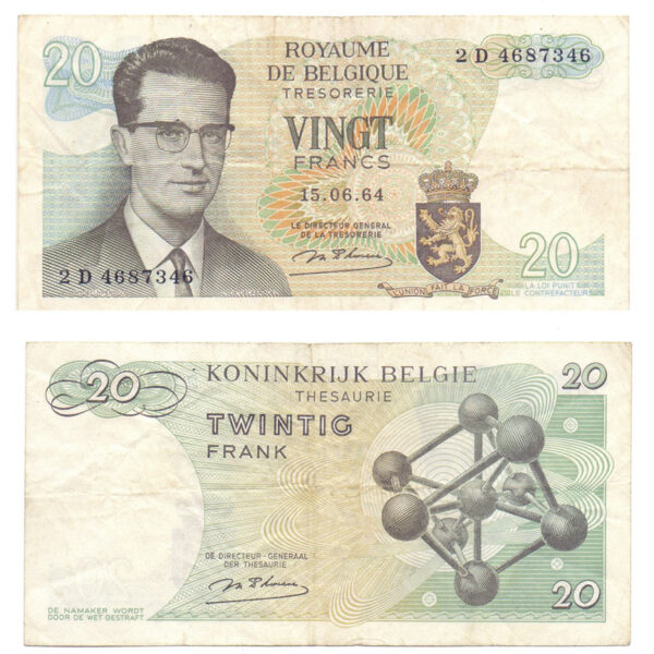 BELGICA 20 FRANCOS 1964 #138 Balduino I (2024070381)
