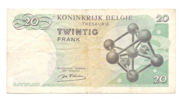 BELGICA 20 FRANCOS 1964 #138 Balduino I (2024070381) - Imagen 3
