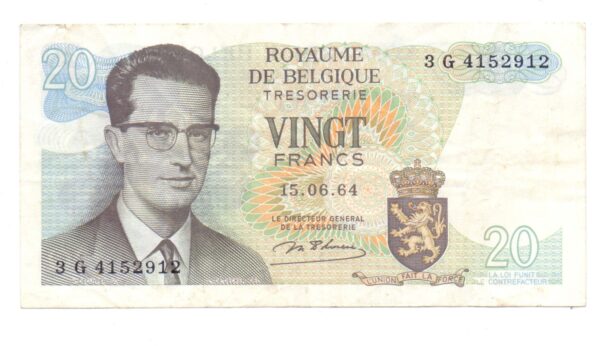 BELGICA 20 FRANCOS 1964 #138 Balduino I (2024070382) - Imagen 2