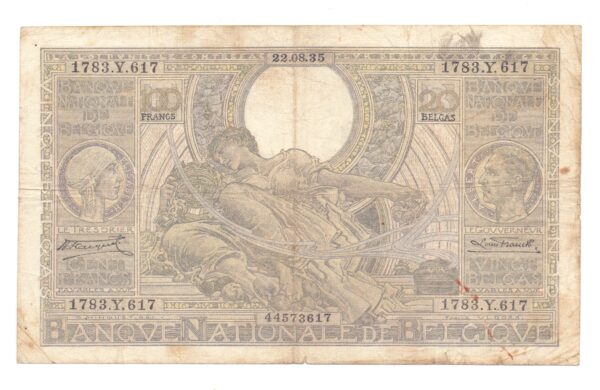 BELGICA 100 FRANCOS 20 BELGAS 1935 #107 (2024070383) - Imagen 2